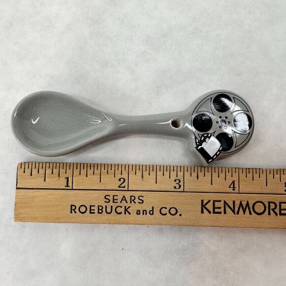 Vintage Disney Mickey Mouse Ceramic Mug W/ Spoon Black & White 3D Ears D Handle - Picture 15 of 16